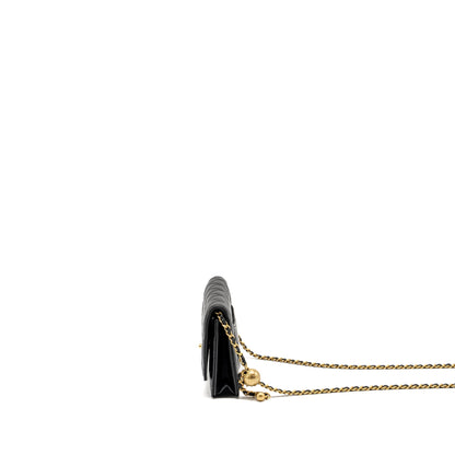 CHANEL Pearl Crush Wallet on Chain Lambskin Black  (Microchip)