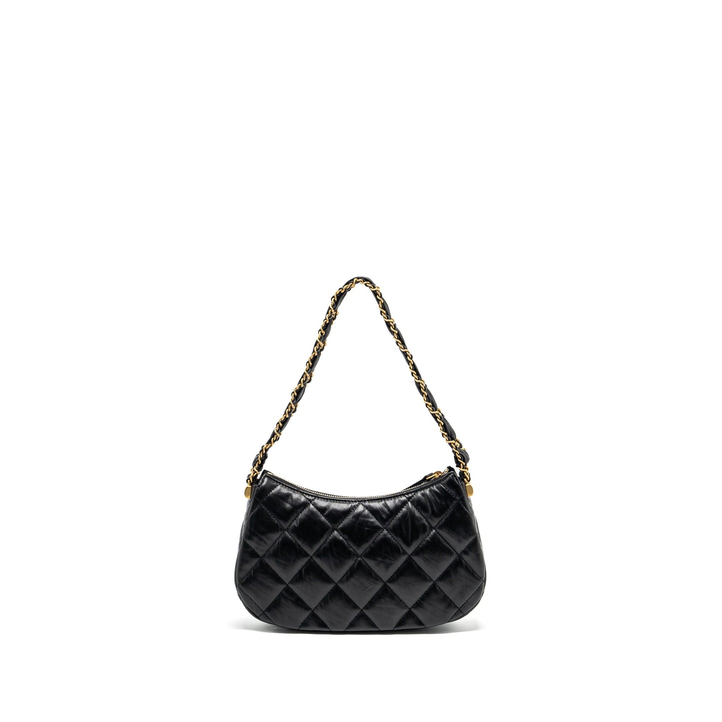 Chanel 23k 19 Hobo Shoulder Bag Calfskin Black  (microchip)