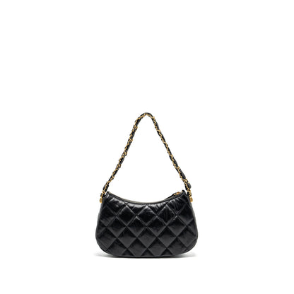 Chanel 23k 19 Hobo Shoulder Bag Calfskin Black  (microchip)