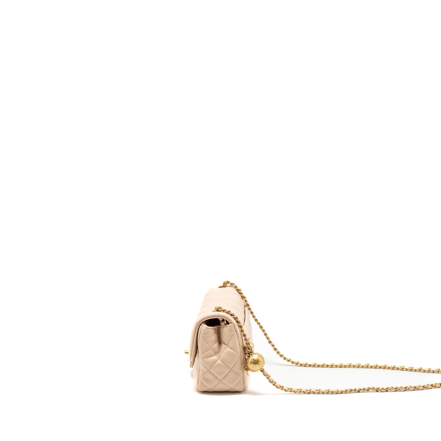 Chanel Pearl Crush Mini Square Flap Bag Lambskin Light Beige  (Microchip)