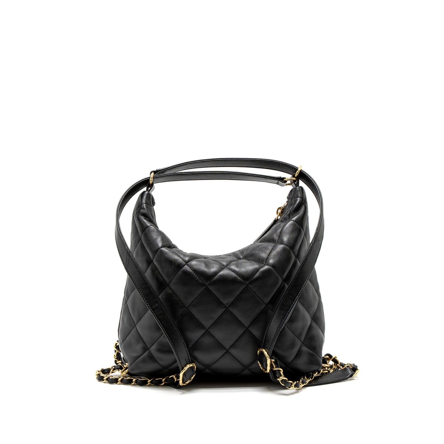 Chanel 22B Hobo Bag Lambskin Black Brushed  (Microchip)