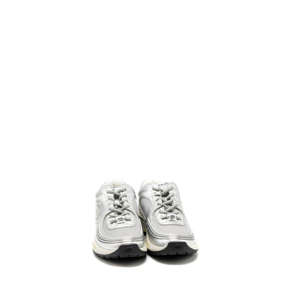 Chanel 23C size 38 metallic trainer / sneakers silver multicolour