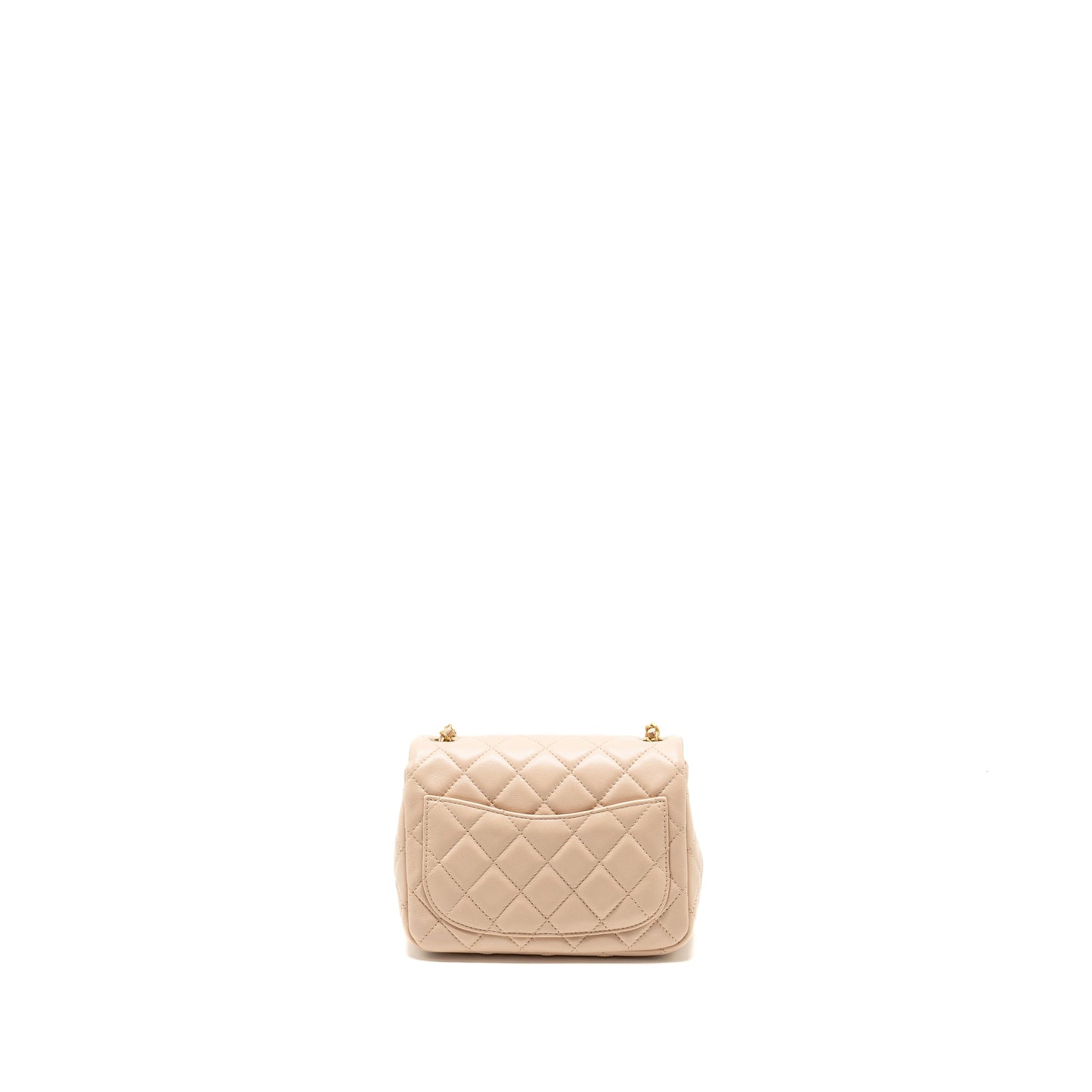 Chanel Pearl Crush Mini Square Flap Bag Lambskin Light Beige  (Microchip)