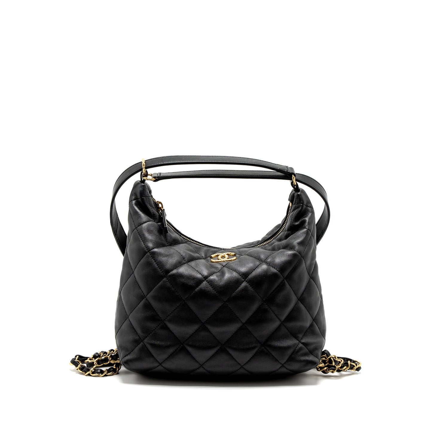 Chanel 22B Hobo Bag Lambskin Black Brushed  (Microchip)