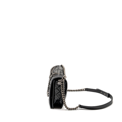 Chanel Multi Chain Boy Bag Calfskin/Tweed Black