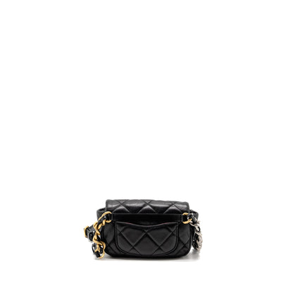 Chanel 19 Quilted Waist Belt Bag Shiny Goatskin Black