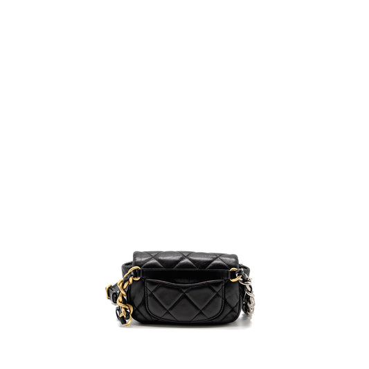 Chanel 19 Quilted Waist Belt Bag Shiny Goatskin Black