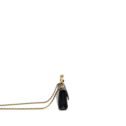 Chanel 22b Enamel Top Handle Flap Bag Lambskin Black  (Microchip)