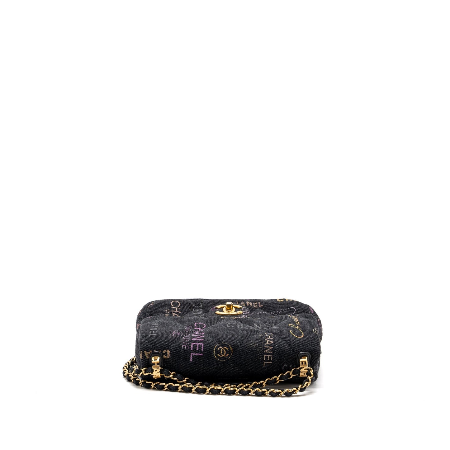 Chanel Black Denim Flap Bag Brushed  (Microchip)