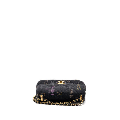 Chanel Black Denim Flap Bag Brushed  (Microchip)