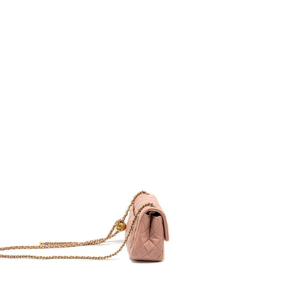 Chanel Pearl Crush Mini Square Flap Bag Lambskin Pink  (microchip)