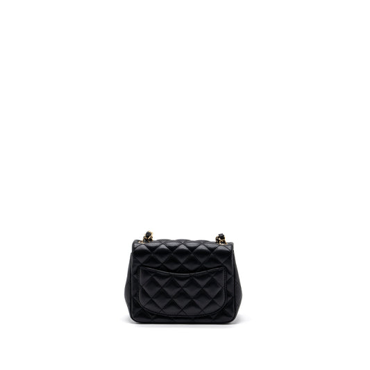 Chanel Classic Mini Square Flap Bag Lambskin Black L