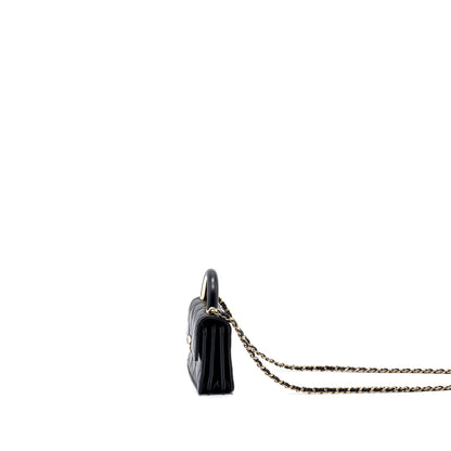 chanel top handle mini flap bag with chain lambskin black L (microchip)