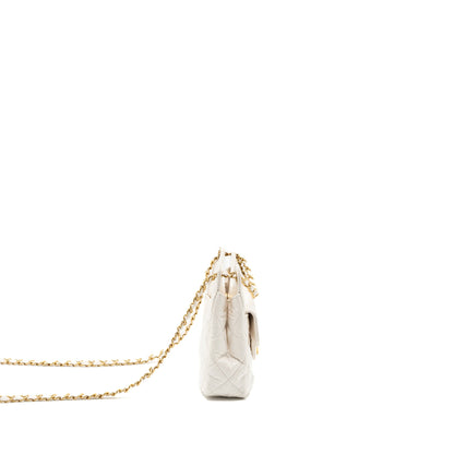 Chanel 23b Small Hobo Bag Shiny Calfskin White Brushed (Microchip)