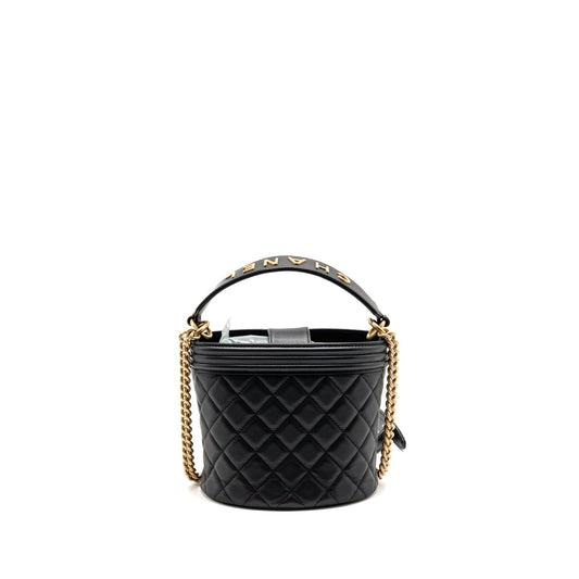 Chanel Top Handle Boy Bucket Bag Lambskin Black