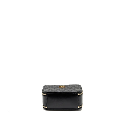 Chanel Logo Detailed Handle Mini Pick Me Up Vanity Case Caviar Black  (Microchip)