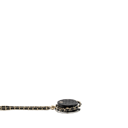 Chanel 22C Round Clutch With Chain Lambskin Black