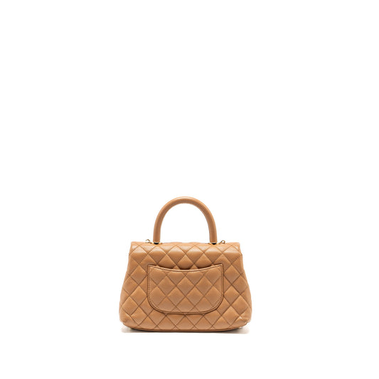 Chanel 21P Small Coco Handle Caviar caramel L