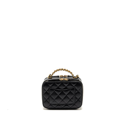 Chanel Logo Detailed Handle Mini Pick Me Up Vanity Case Caviar Black  (Microchip)