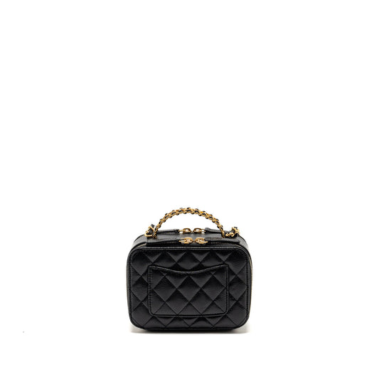Chanel Logo Detailed Handle Mini Pick Me Up Vanity Case Caviar Black  (Microchip)