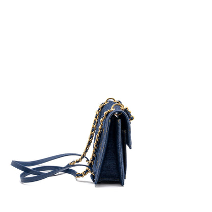Chanel 23S flap backpack denim blue with  (microchip)