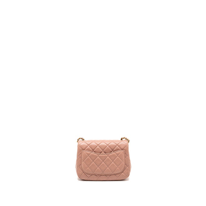 Chanel Pearl Crush Mini Square Flap Bag Lambskin Pink  (microchip)