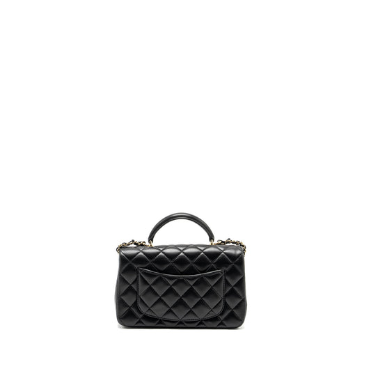 CHANEL Top Handle Mini Rectangular Flap Bag Lambskin Black L (microchip)