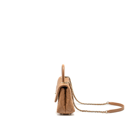 Chanel 21P Small Coco Handle Caviar caramel L