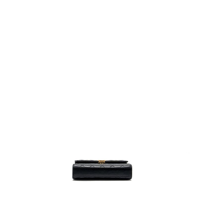 Chanel 22b Enamel Top Handle Flap Bag Lambskin Black  (Microchip)