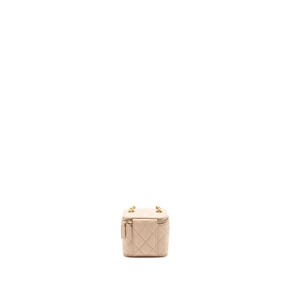 Chanel Pearl Crush Mini Vanity with Chain Lambskin Light Beige