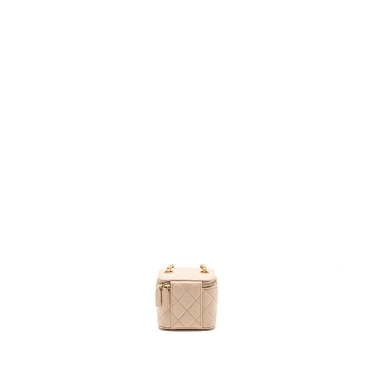 Chanel Pearl Crush Mini Vanity with Chain Lambskin Light Beige