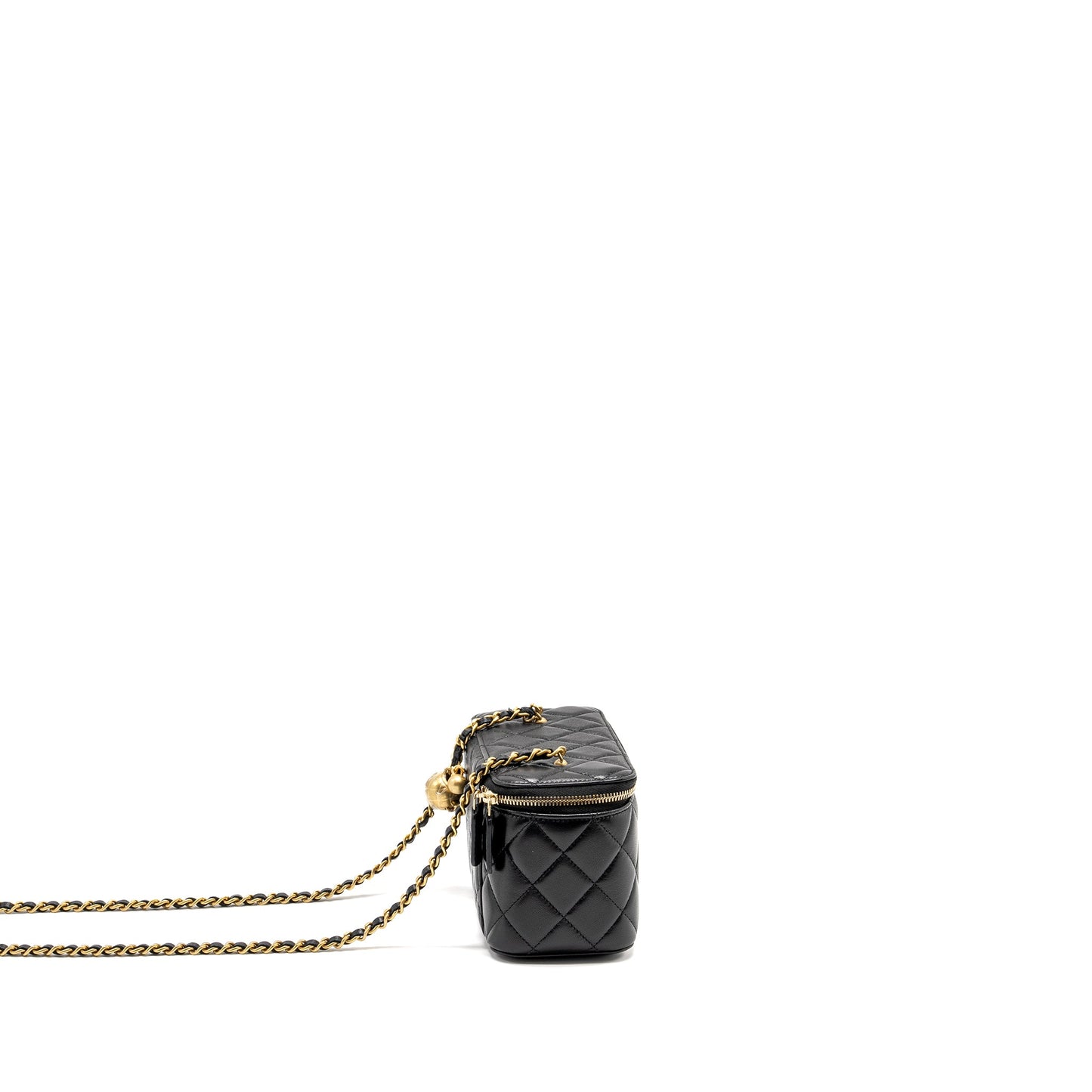 Chanel Pearl Crush Long Vanity Case Lambskin Black  (Microchip)