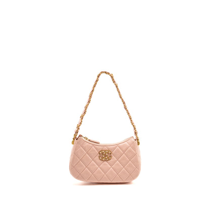 Chanel 23K Small Hobo Bag Calfskin Pink  (microchip)