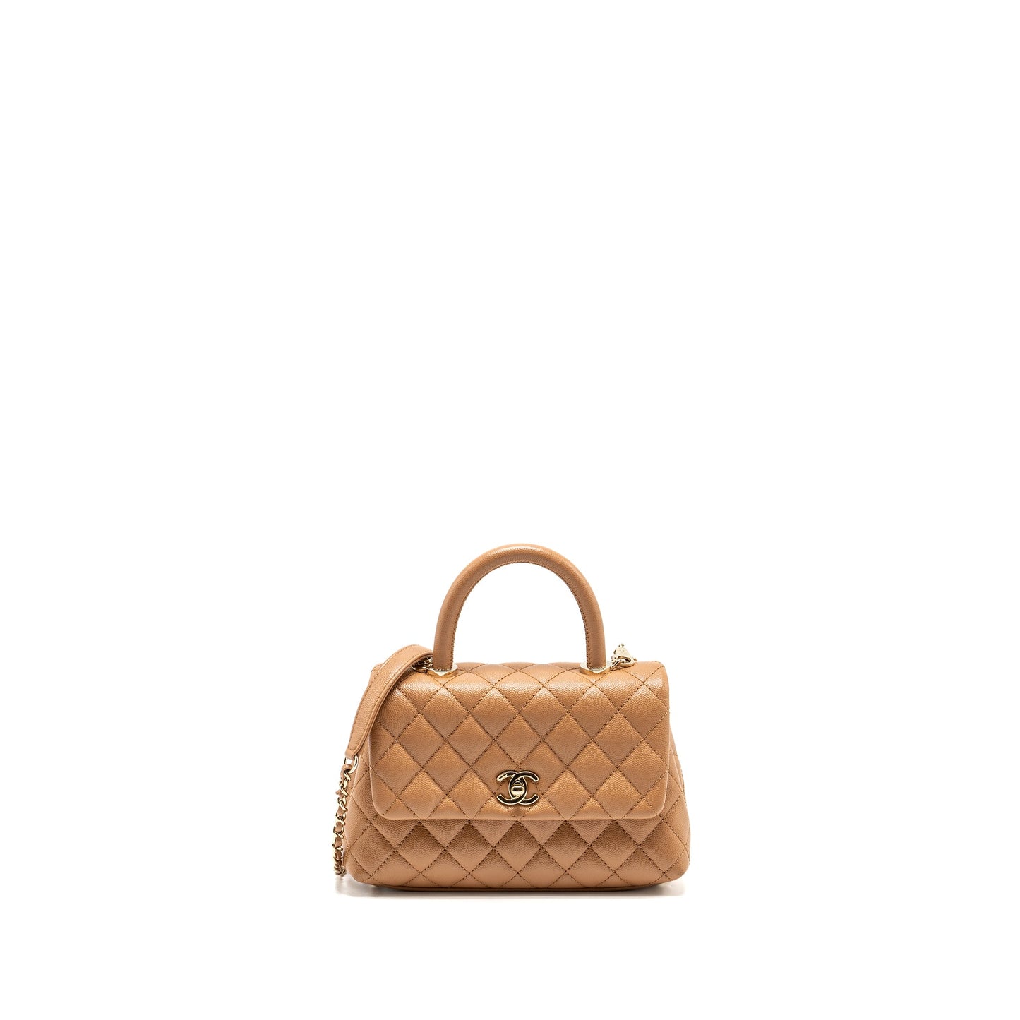 Chanel 21P Small Coco Handle Caviar caramel L