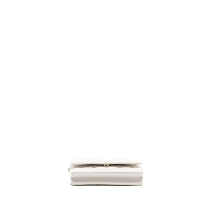 CHANEL classic wallet on chain caviar white L (Microchip)