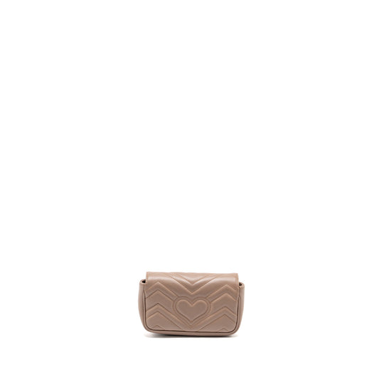 Gucci Super Mini GG Marmont Calfskin Beige