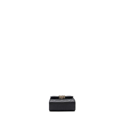 Chanel Mini Top Handle Flap Bag Caviar Black L (microchip)