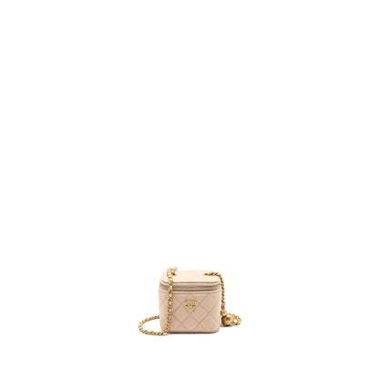 Chanel Pearl Crush Mini Vanity with Chain Lambskin Light Beige