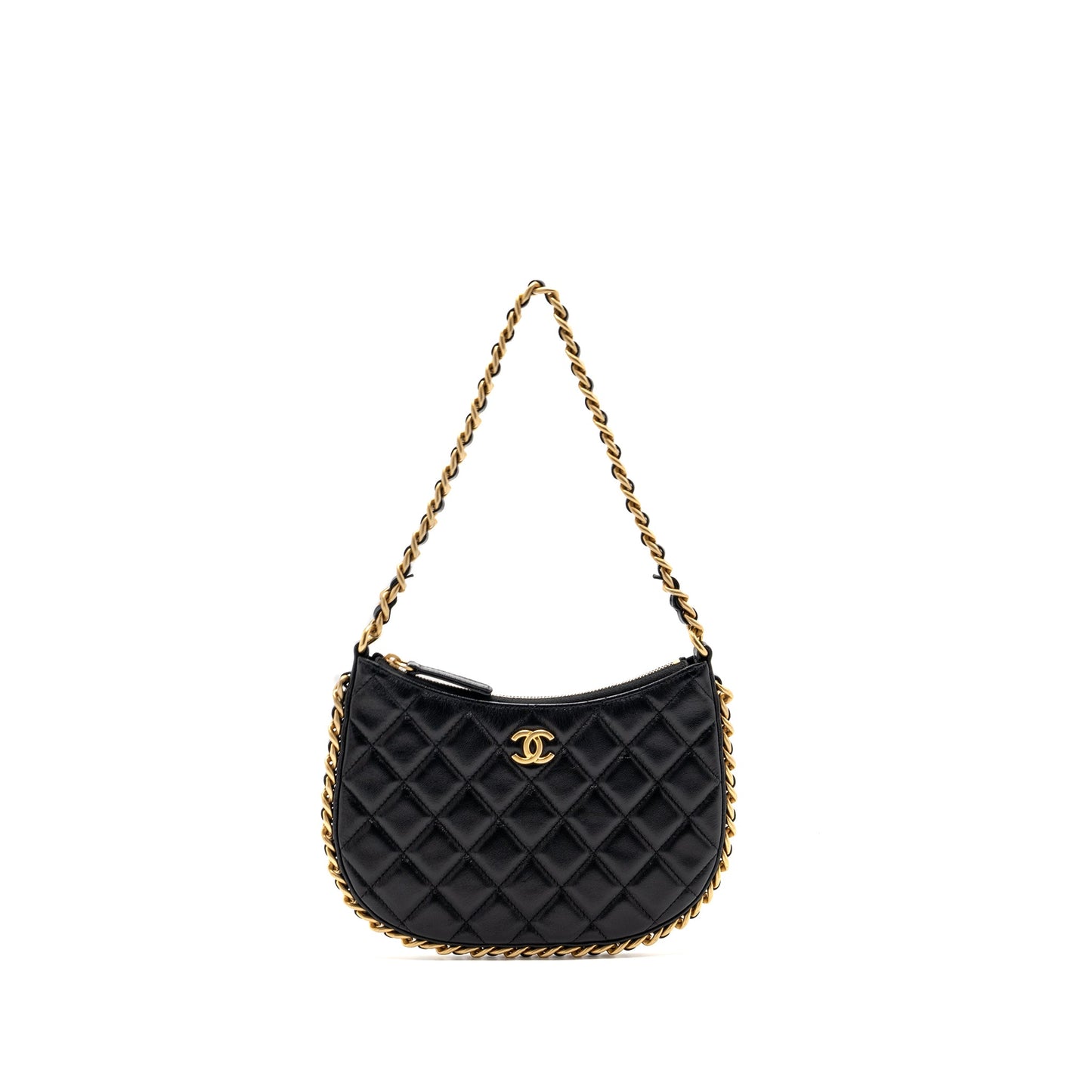 Chanel Hobo Shoulder Bag Lambskin Black (Microchip)