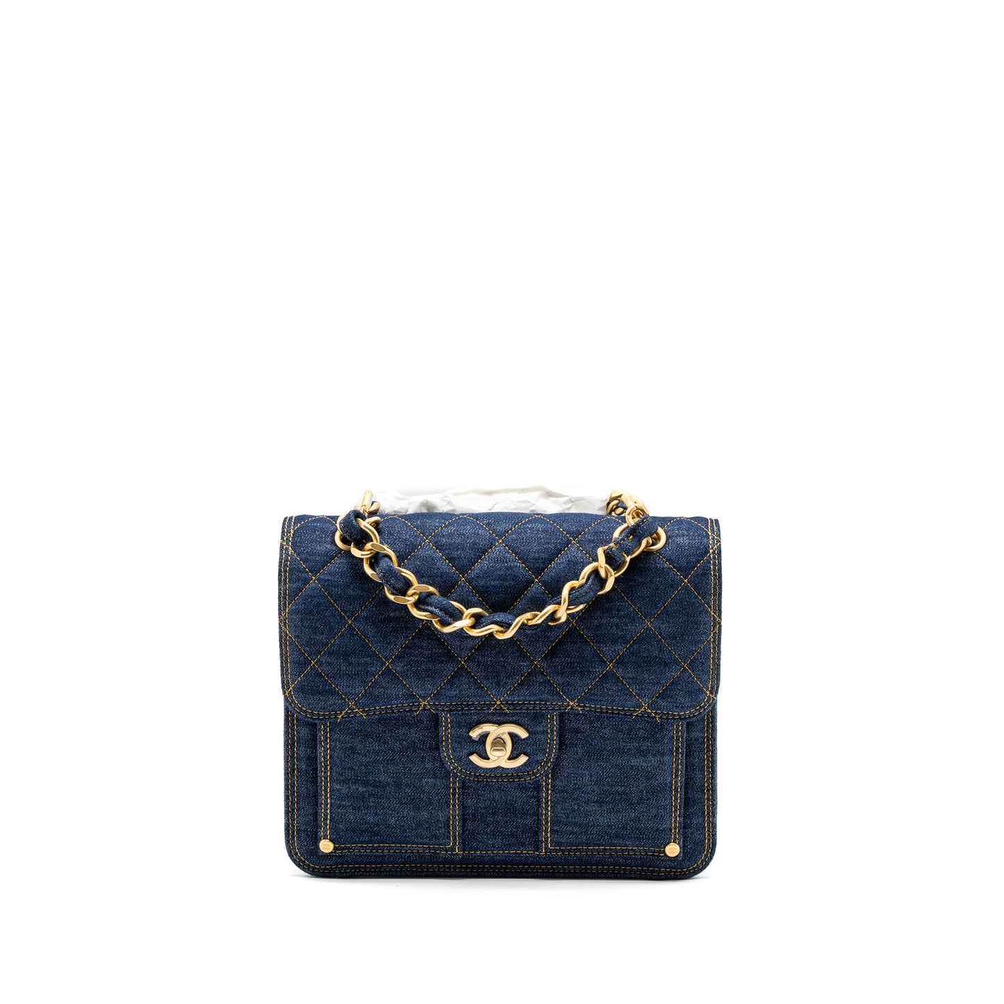 Chanel 23S Flap Backpack Denim Blue Brushed  (Microchip)