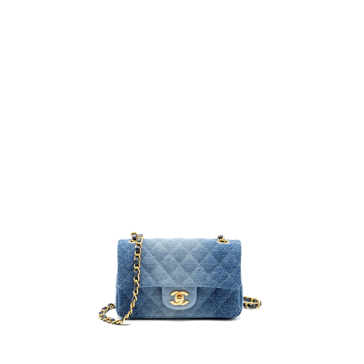 CHANEL 24S Mini Rectangular Flap Bag Denim Blue  (Microchip)
