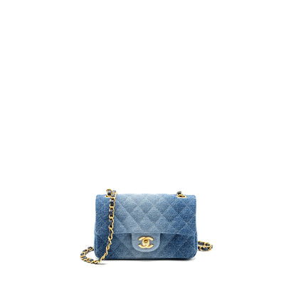 CHANEL 24S Mini Rectangular Flap Bag Denim Blue  (Microchip)