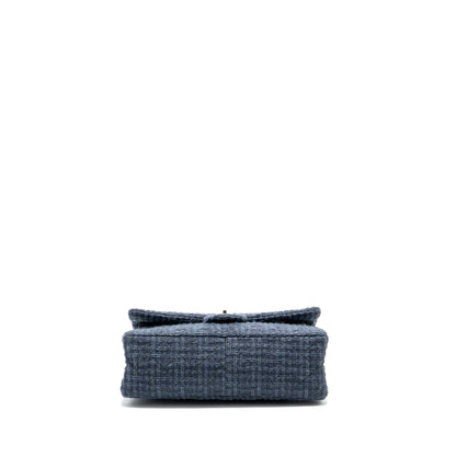 Chanel 2.55 226 reissue double flap bag tweed dark grey / blue ruthenium hardware