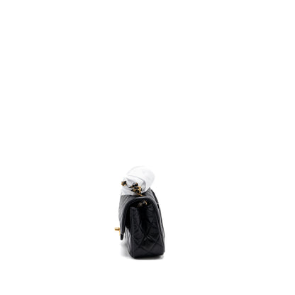 CHANEL PEARL CRUSH MINI RECTANGULAR LAMBSKIN BLACK BRUSHED  (MICROCHIP)