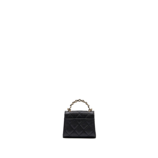 Chanel Mini Top Handle Flap Bag Caviar Black L (microchip)