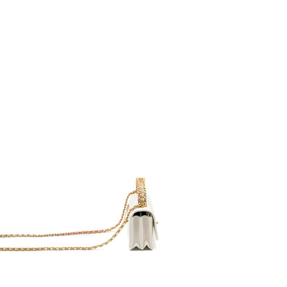 Chanel 23p rainbow letter handle mini wallet on chain calfskin white  (microchip)