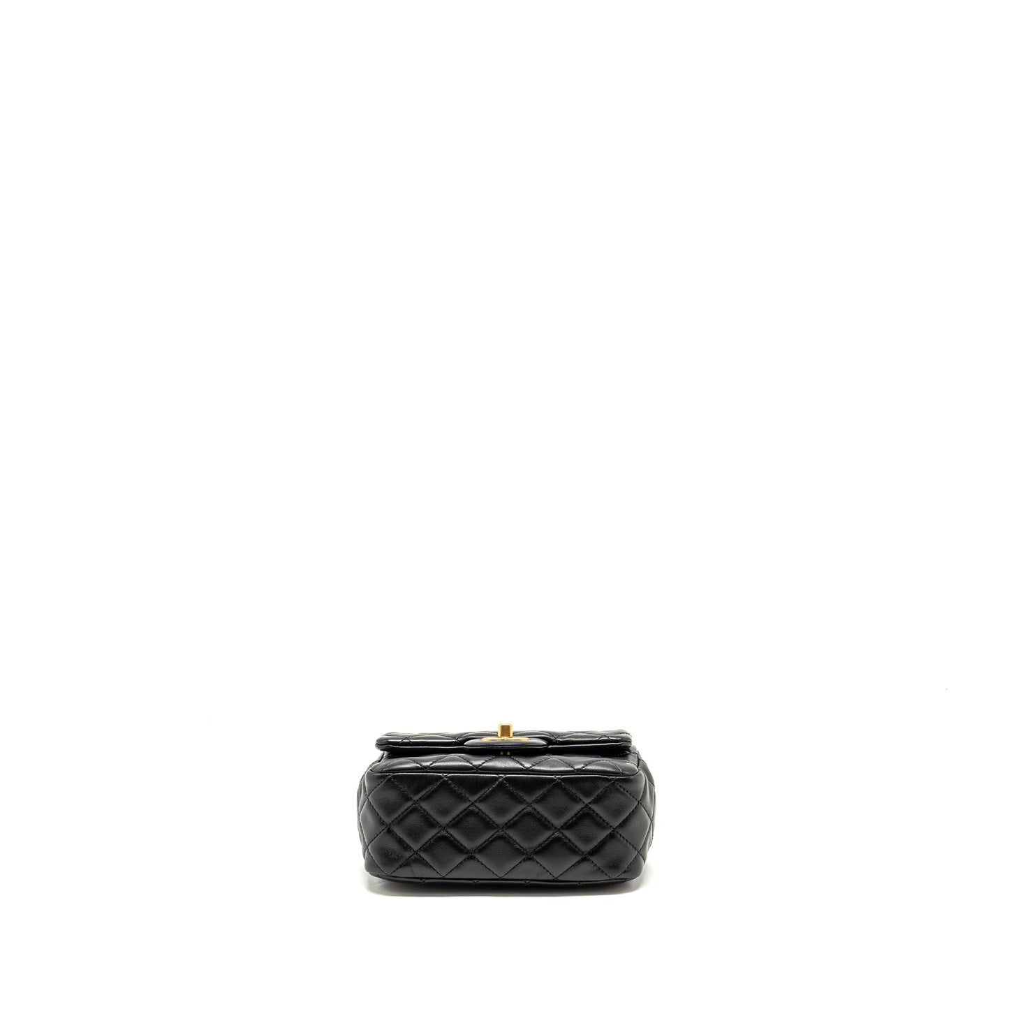Chanel Pearl Crush Mini Square Flap Bag Lambskin Black  (microchip)