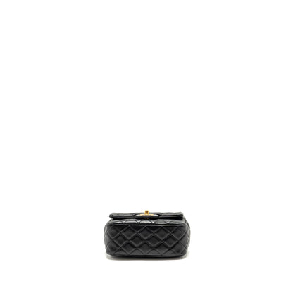 Chanel Pearl Crush Mini Square Flap Bag Lambskin Black  (microchip)