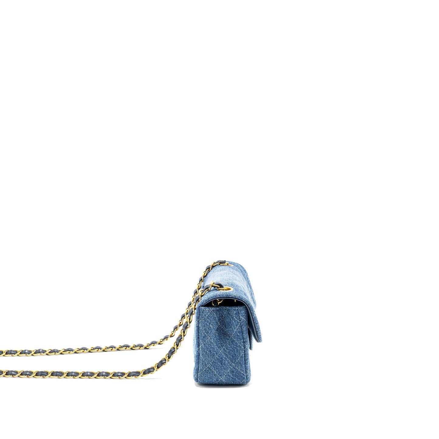CHANEL 24S Mini Rectangular Flap Bag Denim Blue  (Microchip)