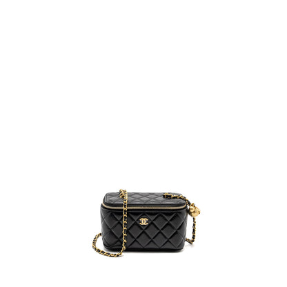 Chanel Pearl Crush Long Vanity Case Lambskin Black  (Microchip)